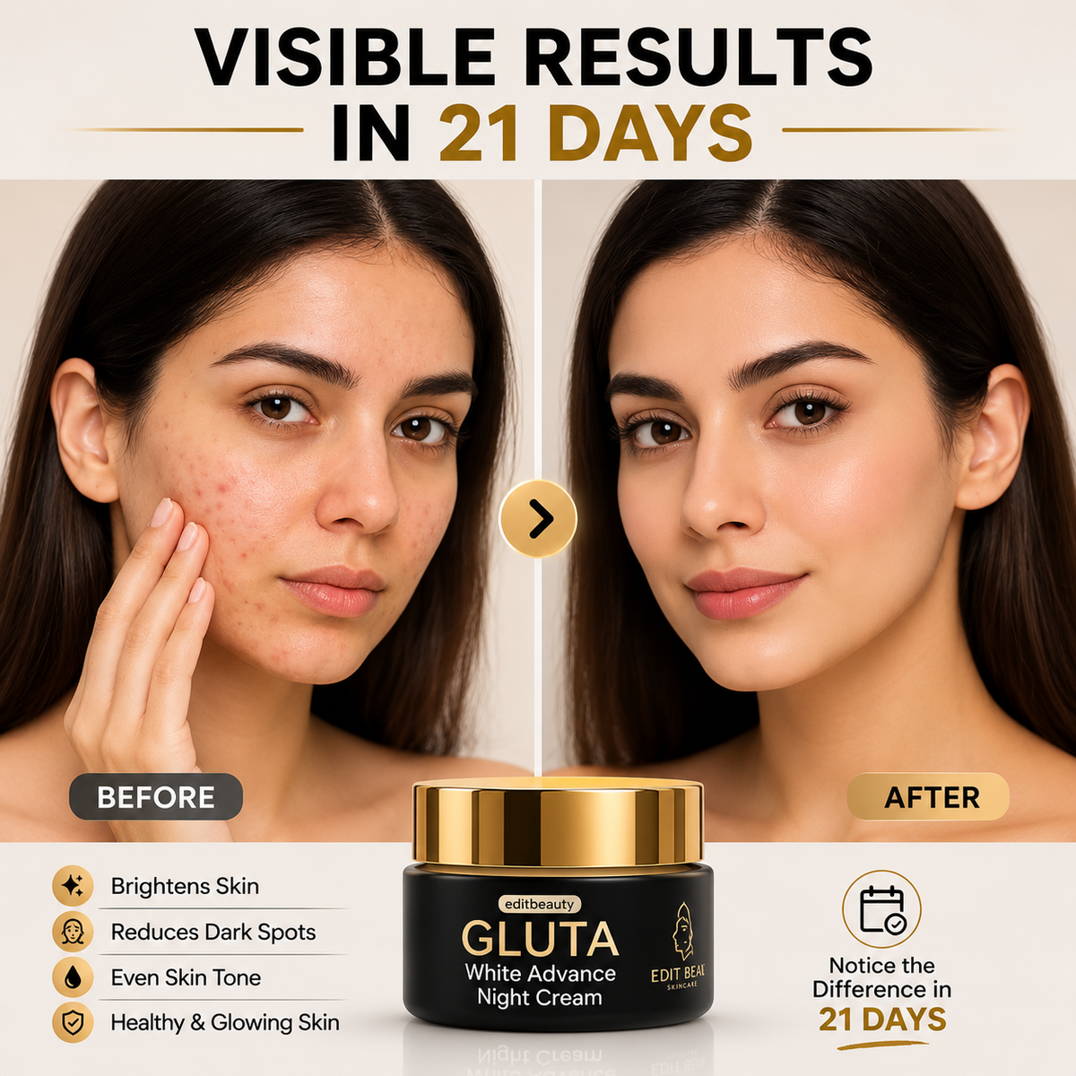 Gluta Face Whitening-Natural Glow In 22 Days
